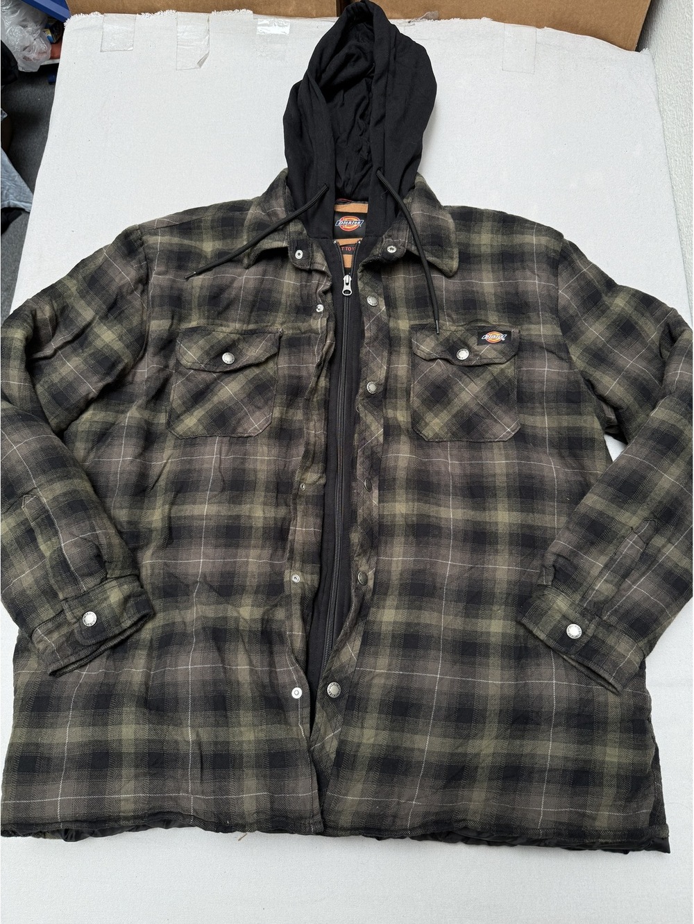 Dickies Hooded Flannel Plaid Jacket Olive Black Combo 3XL